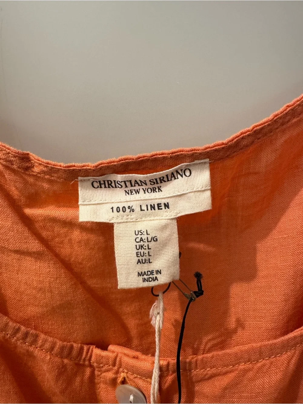 Christian Siriano Orange Linen Button-Front Camisole - Picture 3 of 3